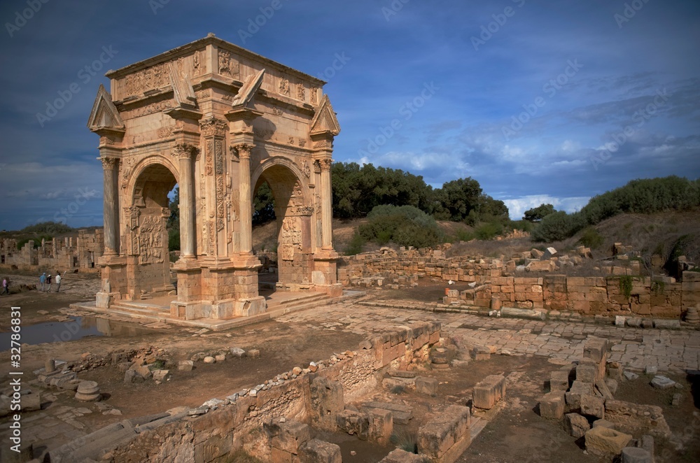 The main gate to the spectacular ruins of Leptis Magna
