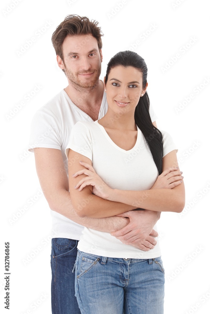 Portrait of attractive young couple smiling Portrait of attractive young couple smiling