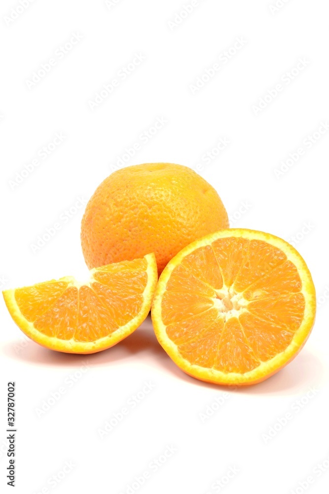 Freshly cut oranges isolated on a white background Freshly cut oranges isolated on a white background
