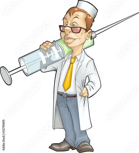 Doctor with syringe in hand