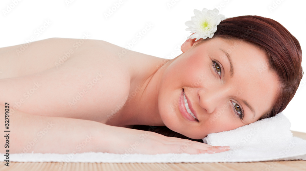 Portrait of a gorgeous serene woman posing while relaxing in a s Portrait of a gorgeous serene woman posing while relaxing in a s
