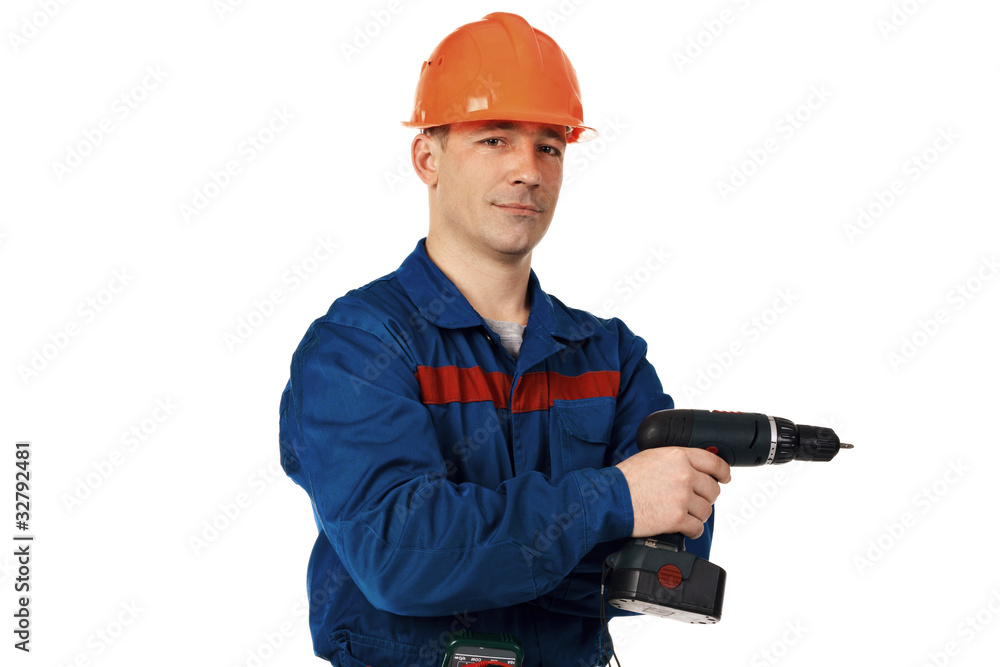 Worker with drill Worker with drill