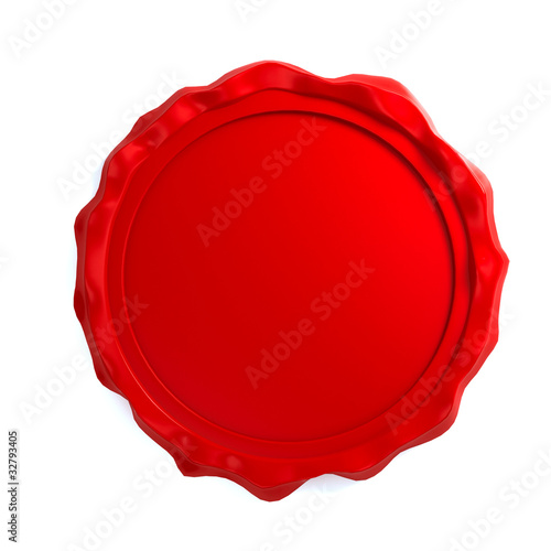 Red wax seal over white background