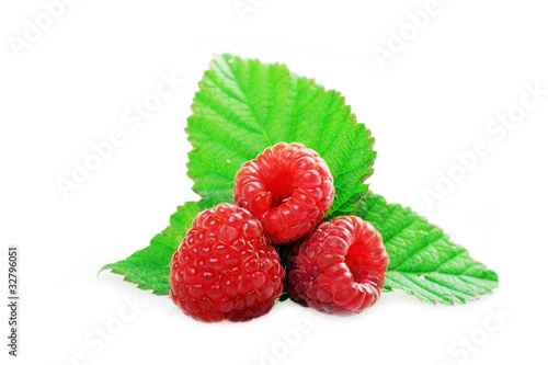 Ripe red raspberries