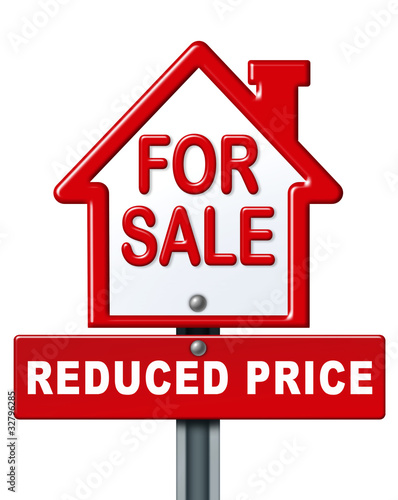 Home sale reduced price sign
