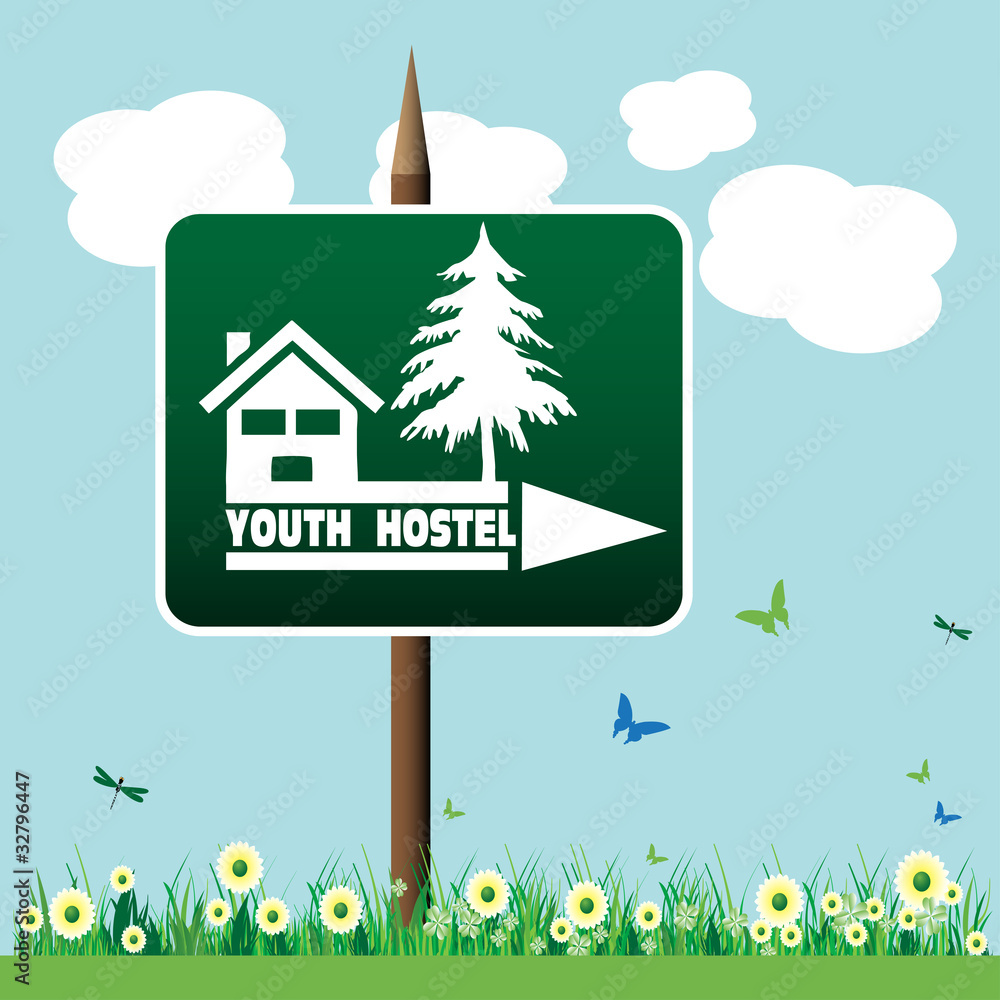 Youth hostel sign