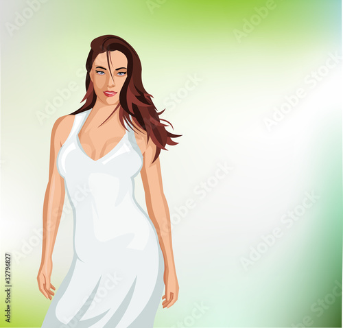 Sexy girl wearing white dress