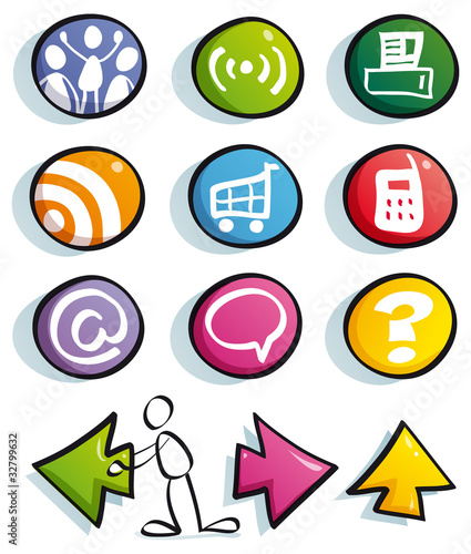 funny color buttons with symbols for casual website