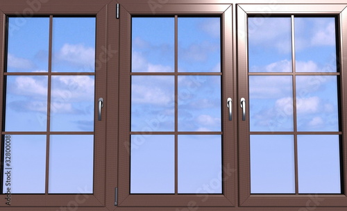 Sky seen through an wooden window