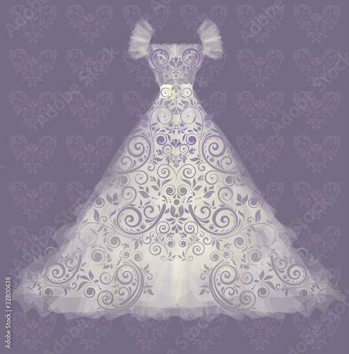 Beautiful Wedding dress. vector illustration