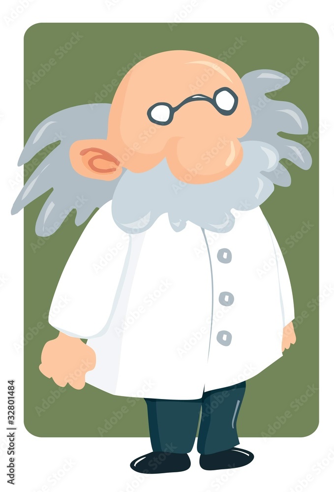 Cartoon professor in lab coat and bushy mustache Stock Vector | Adobe Stock