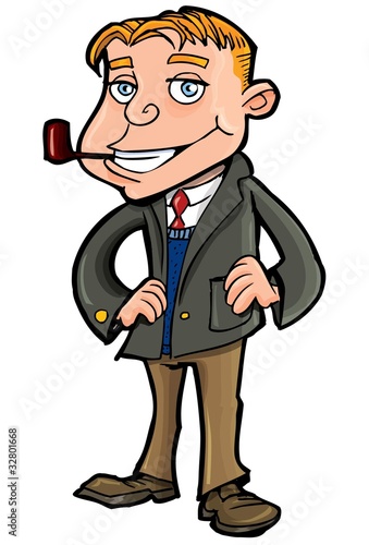 Cartoon of well to do man with a pipe