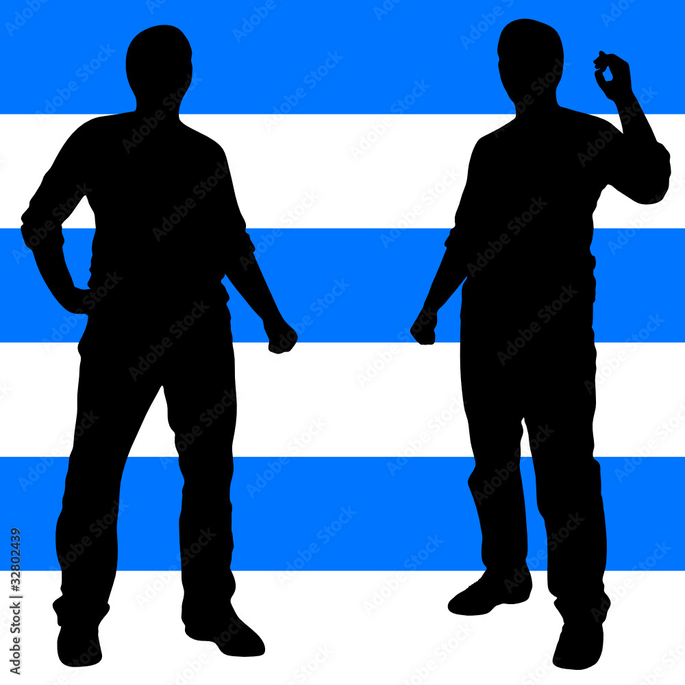 Obraz premium man silhouette on blue and white background