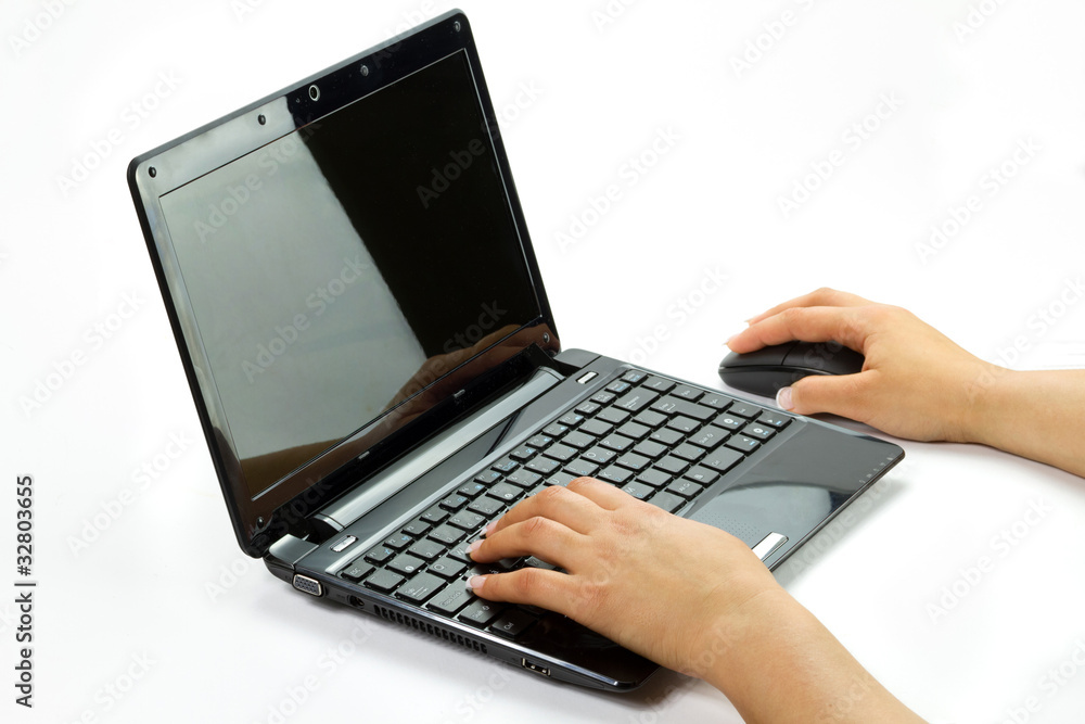 Female hands wrighting on laptop Female hands wrighting on laptop