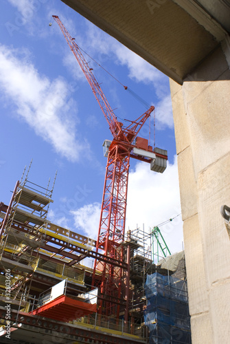 Crane on building