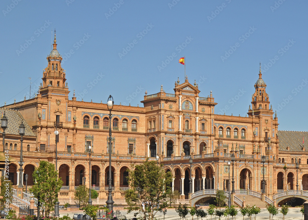 General View Of The Plaza De Espana In Seville Spain