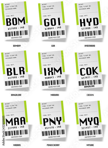 Airport tag bags - Inde du sud