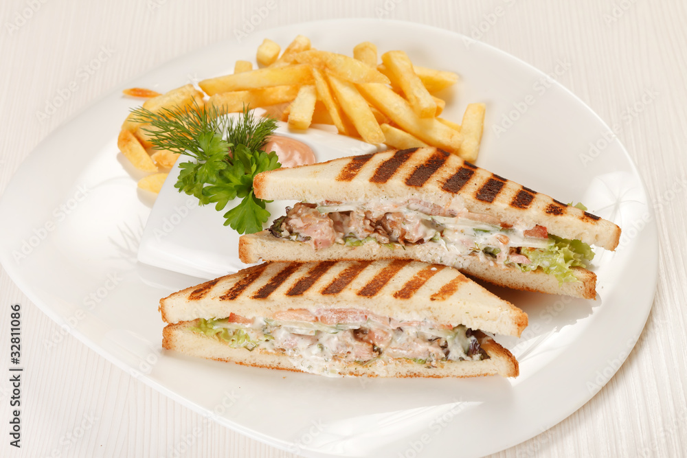 Sandwiches with French fried potatoes Sandwiches with French fried potatoes