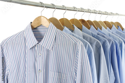 Close up hangers with line blue shirt