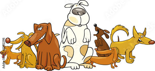 Group of funny dogs