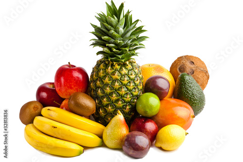 Fresh fruits isolated on a white