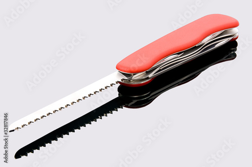 Saw in the red folding knife.