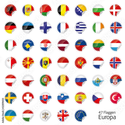 Europa Flaggen Fahnen Set Buttons Sticker Sprachen 1