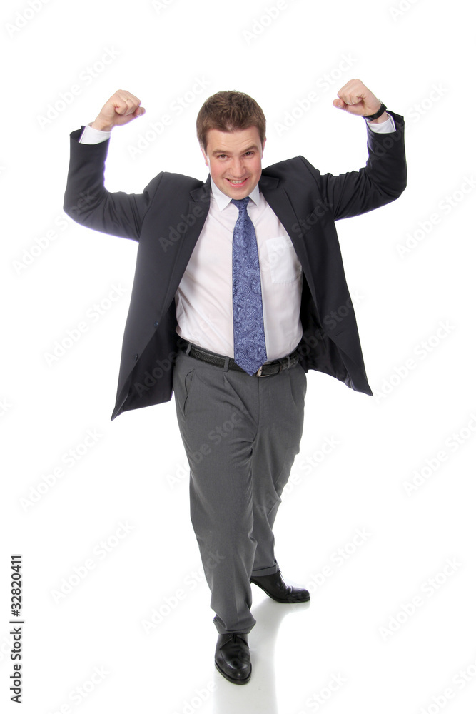 business man wearing dark suit, isolated over white background business man wearing dark suit, isolated over white background