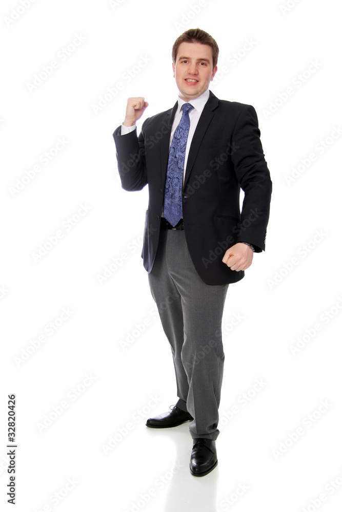 business man wearing dark suit, isolated over white background business man wearing dark suit, isolated over white background