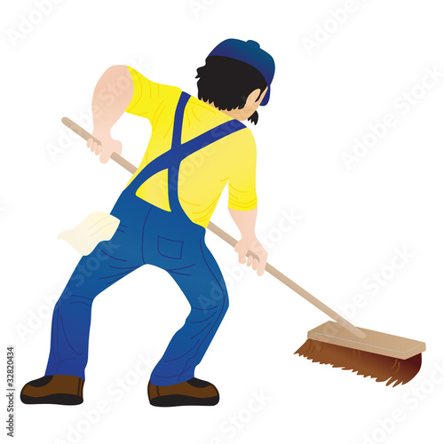 Man mopping floor