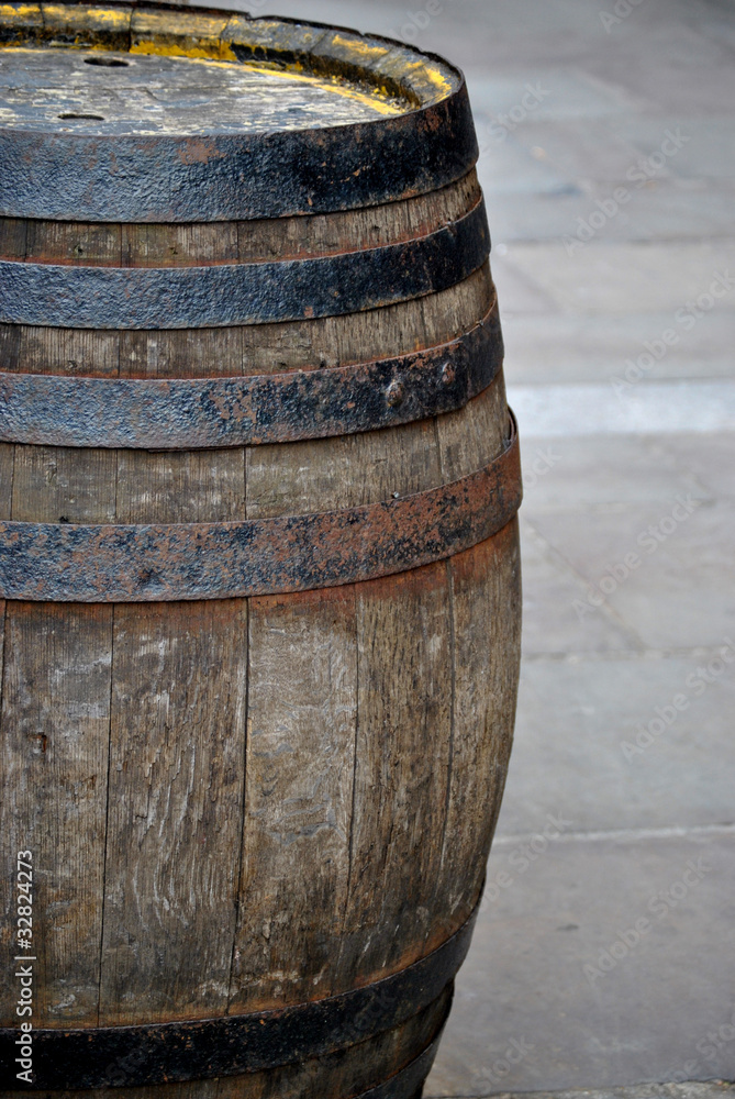 Old wooden beer barrel