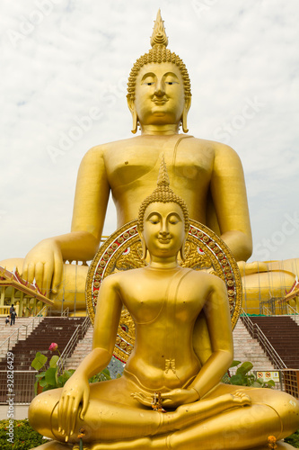 two golden buddha  thailand