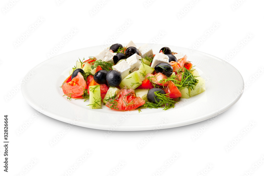 salad with raw vegetables on a white plate salad with raw vegetables on a white plate