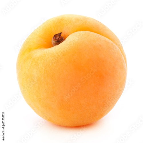 Leinwand Poster Apricot fruits with leaves isolated on white background