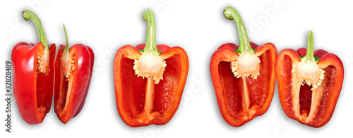 Zerschnittene rote Paprika (Collage)