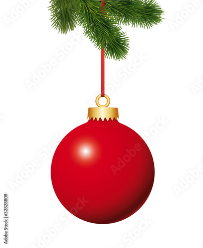 Tannenzweig mit Weihnachtskugel