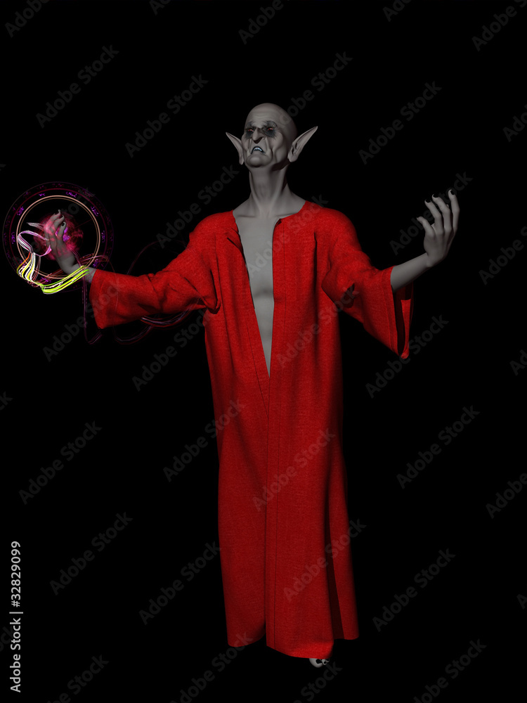 Evil gnome wizard casting spell Evil gnome wizard casting spell