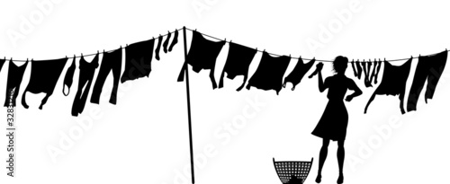 Woman hanging washing