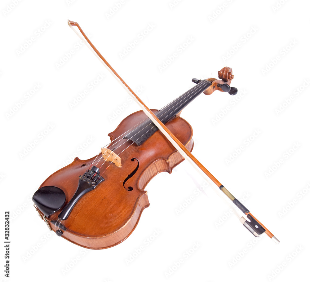 Naklejka premium ancient viola on a white background..