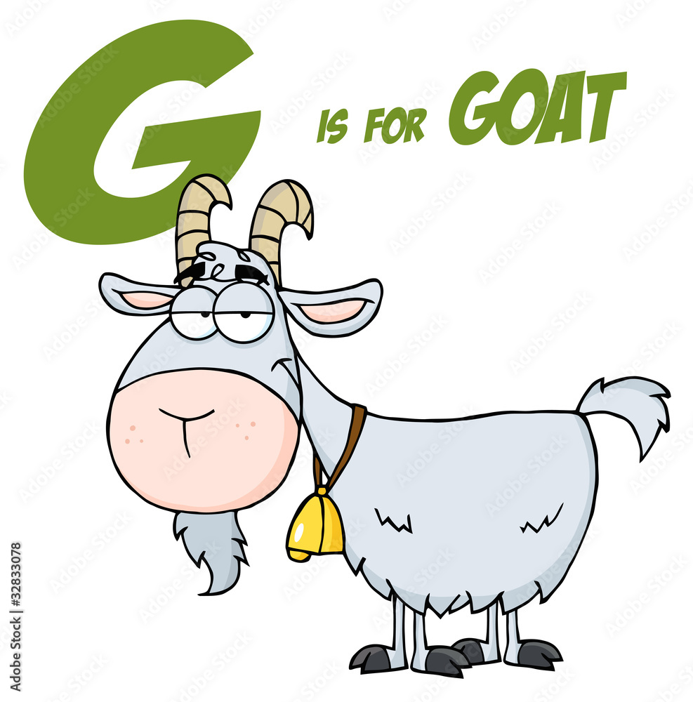 Happy Goat Cartoon Character Letter G Stock Vector | Adobe Stock