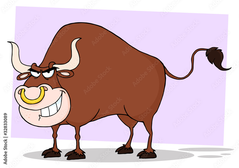 Angry Bull Cartoon Character Stock Vector | Adobe Stock