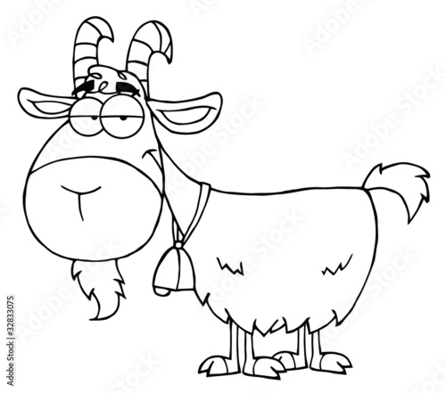 Outlined Goat Cartoon Character