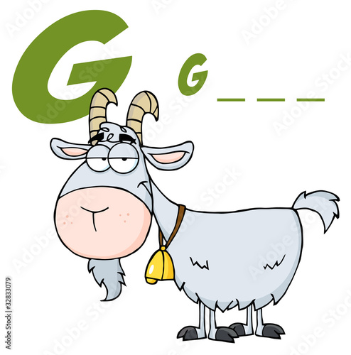 Goat Cartoon Character Letter G