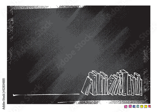 Grunge canvas background, book motive (simple linear drawing)