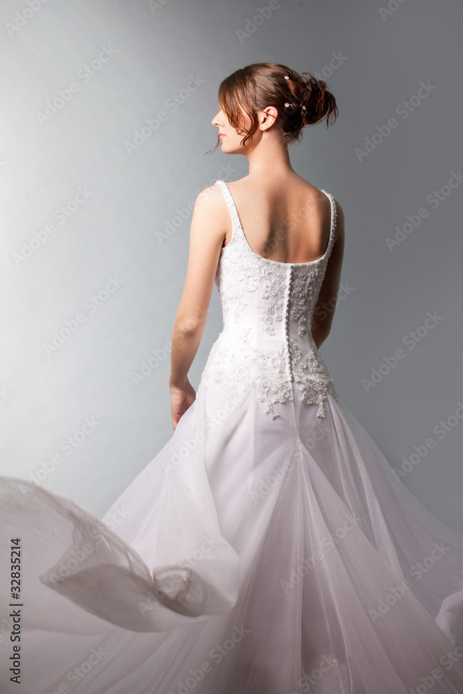 beautiful  bride in a luxurious wedding dress