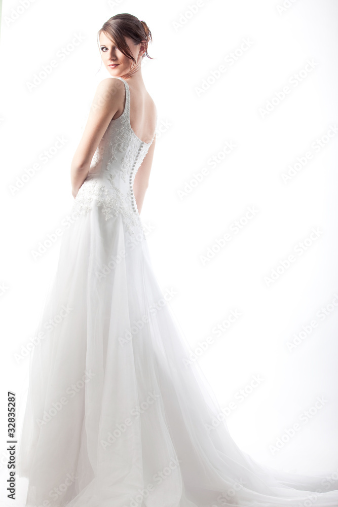 beautiful  bride in a luxurious wedding dress