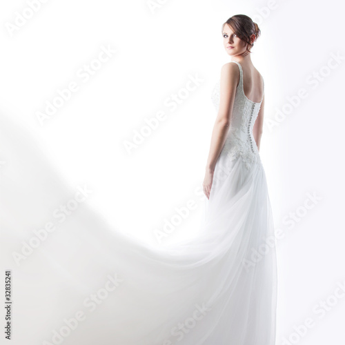 beautiful bride in a luxurious wedding dress