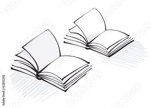 open book icon (freehand calligraphic style)