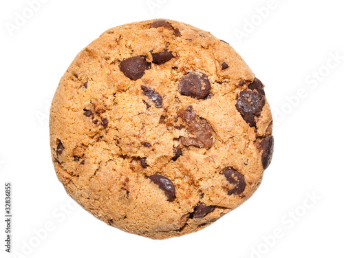 chocolate chip cookie isolated on white background