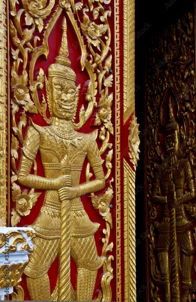 Thai temple door to the main pavillion